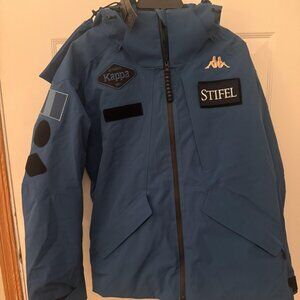 Large authentic MEN’s KAPPA SKI CLUB teal blue Jacket With Removable Patches